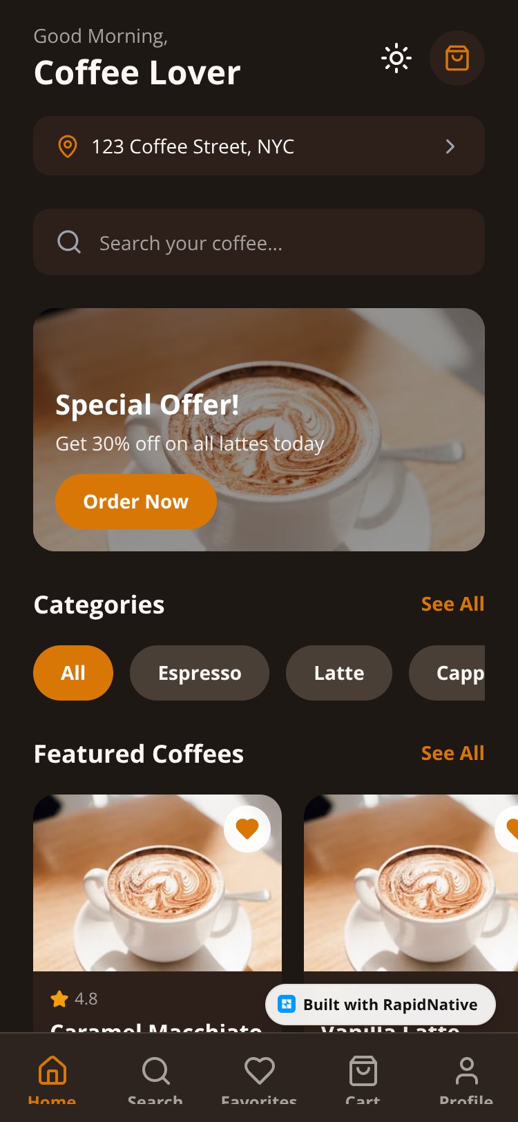 Coffee Shop Mobile App screen 5