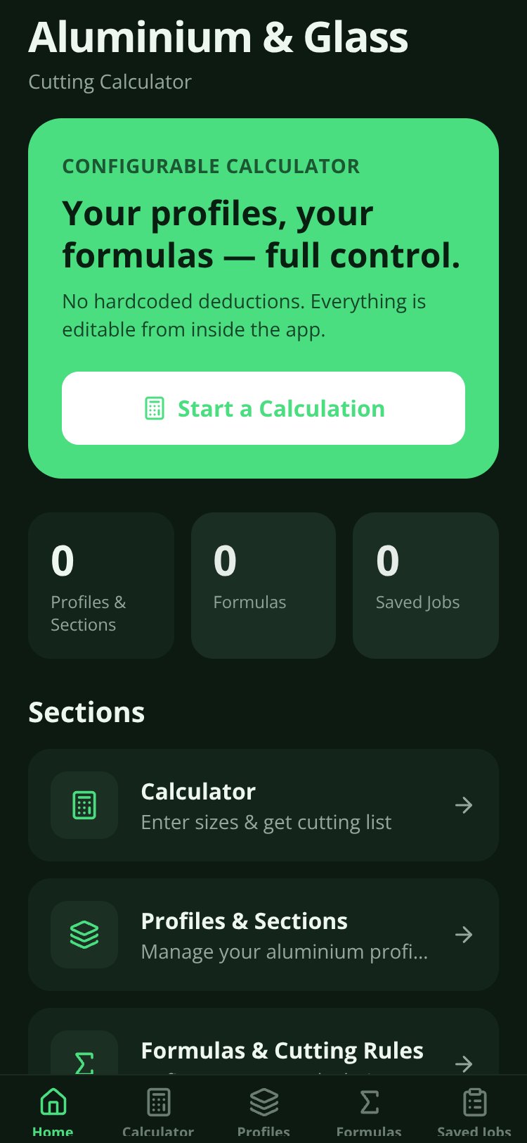 Aluminium & Glass Cutting Calculator screen 5