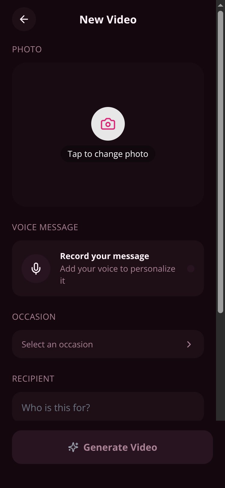 VidWish screen 1
