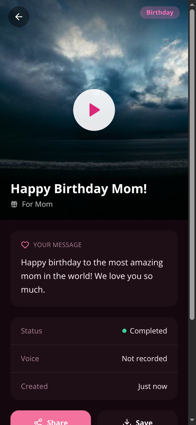 VidWish screen 3