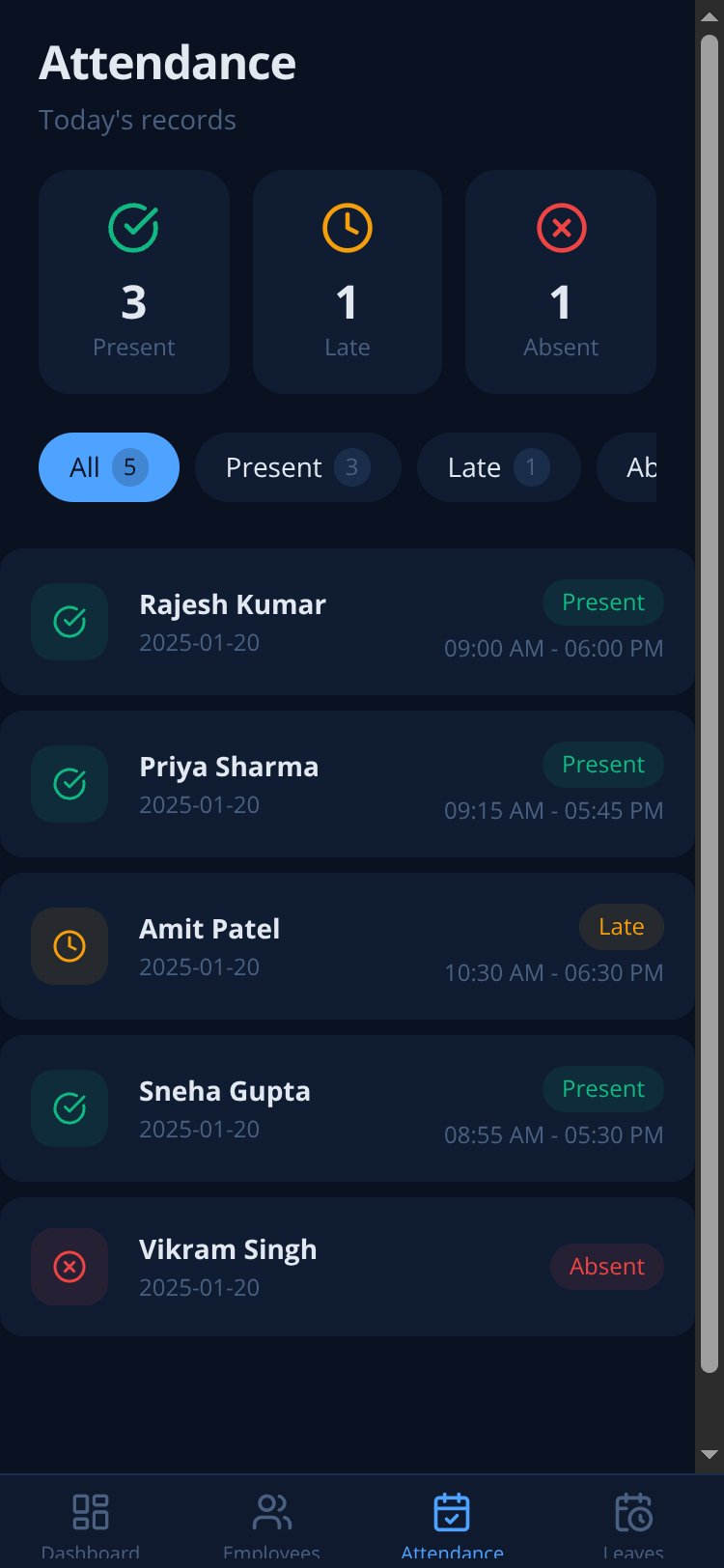 HRMS Pro screen 2