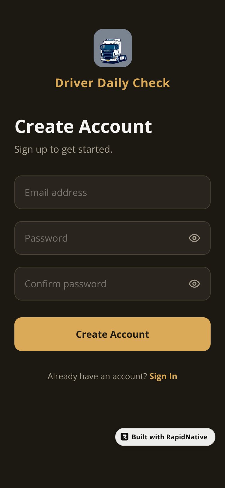 Driver Daily Check screen 2