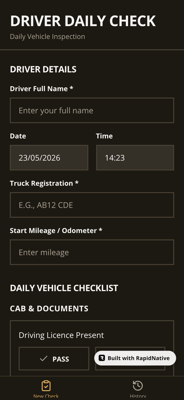 Driver Daily Check screen 5