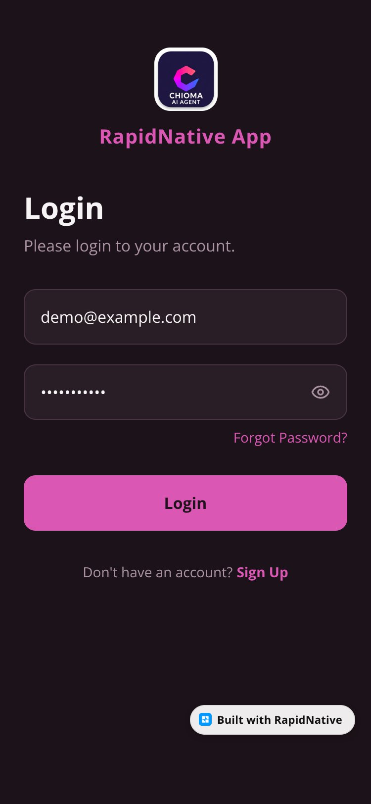 RapidNative App screen 1
