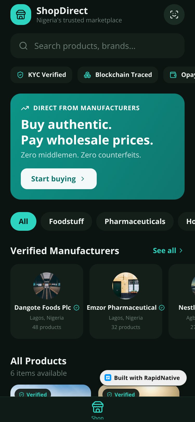 ShopDirect screen 1