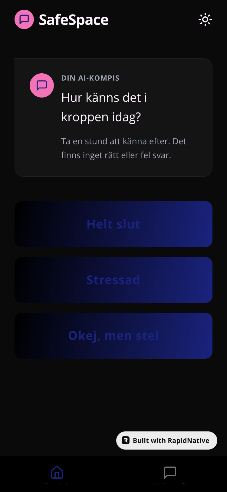 SafeSpace screen 2