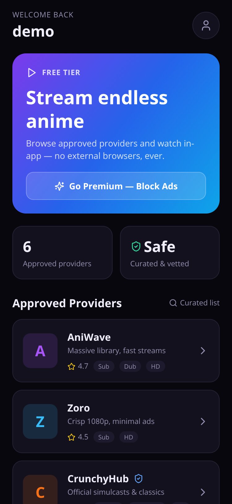 AnimeHub screen 1
