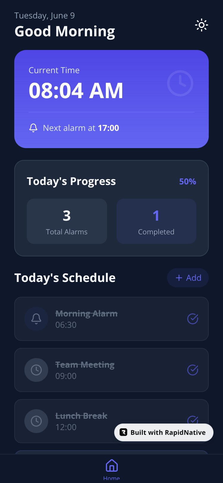 CycleAlarm screen 1