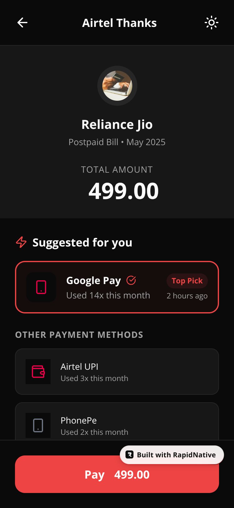 Airtel FastScan screen 2