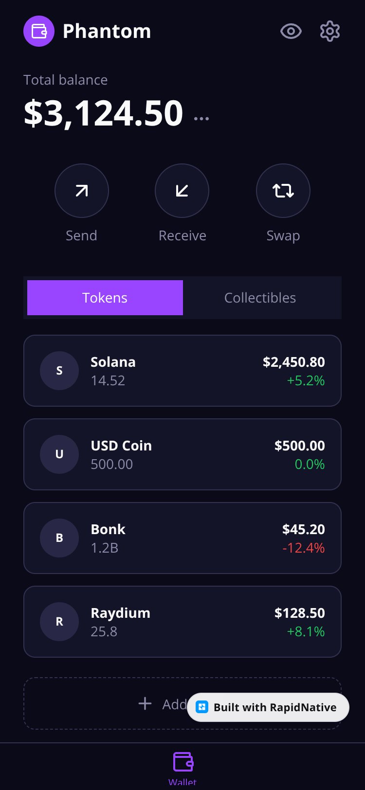 Phantom Wallet UI Clone Copy screen 2