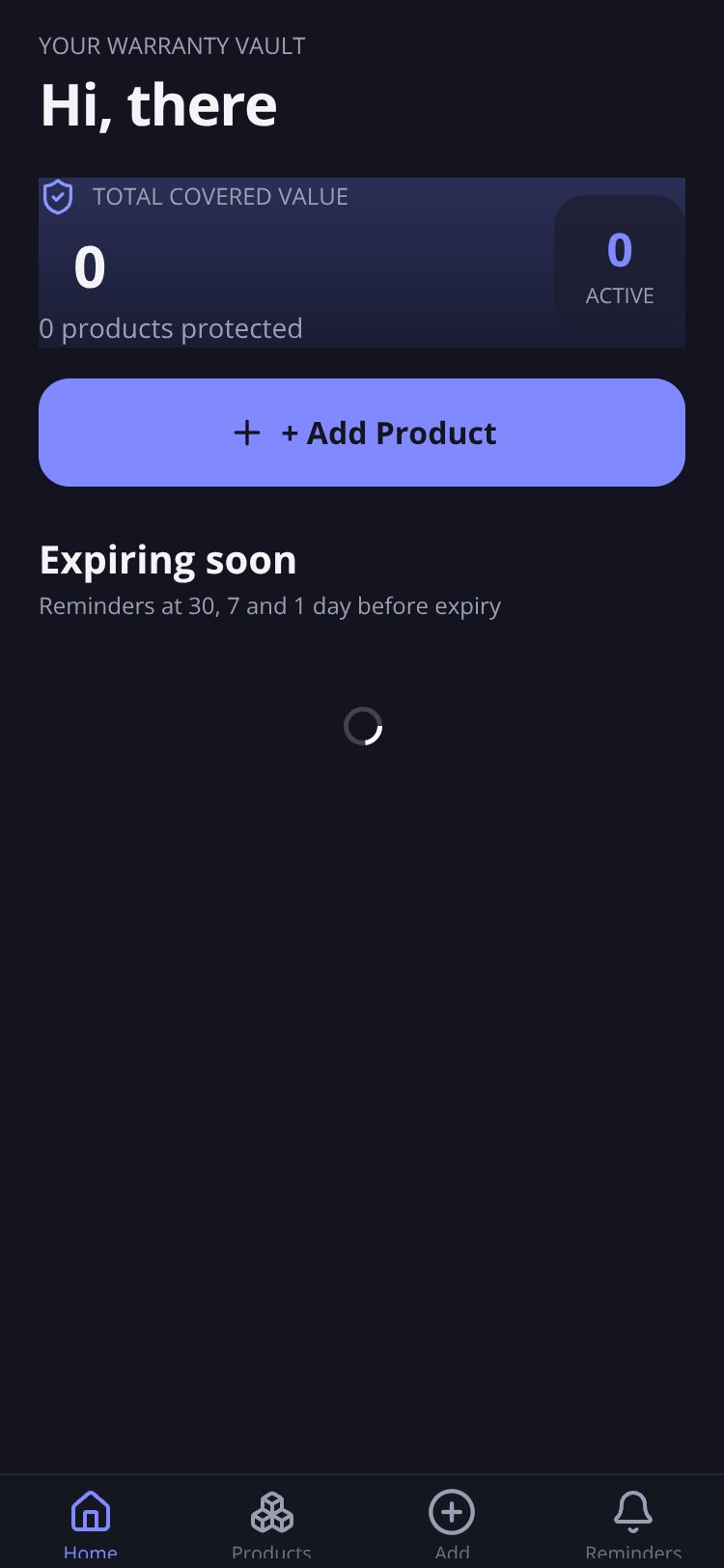 WarrantyVault screen 2
