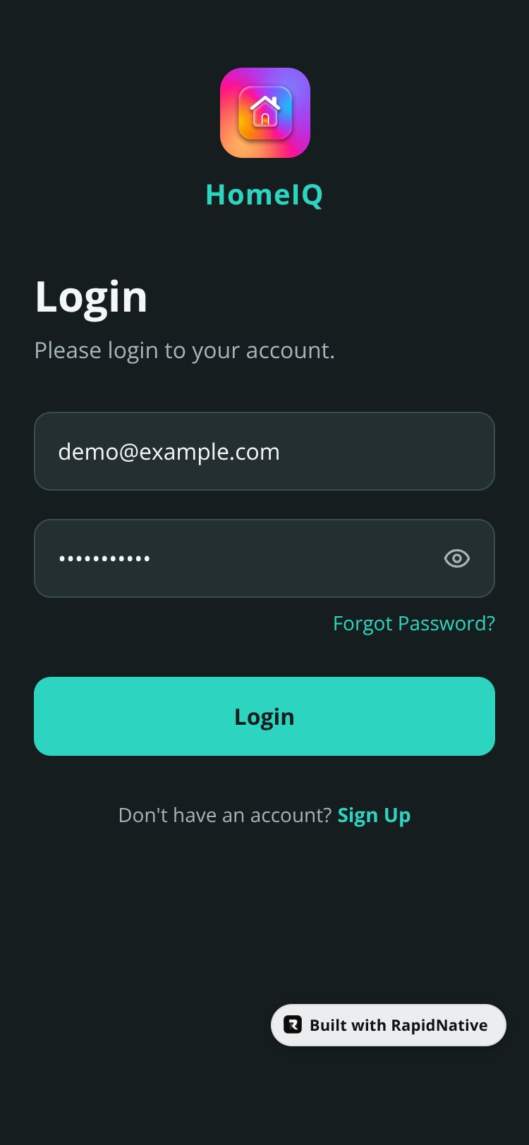 HomeIQ screen 1
