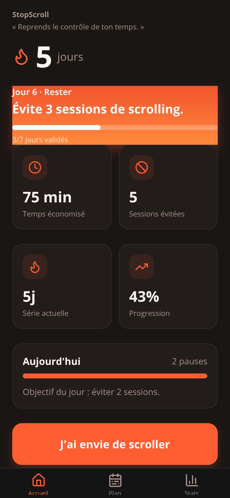 StopScroll screen 1