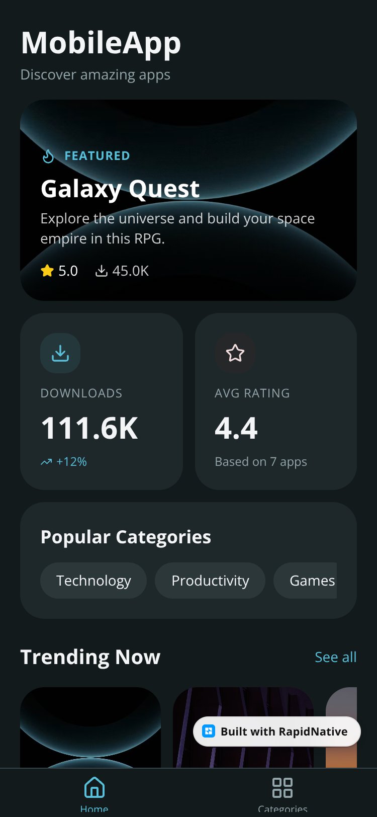 RapidNative App screen 2