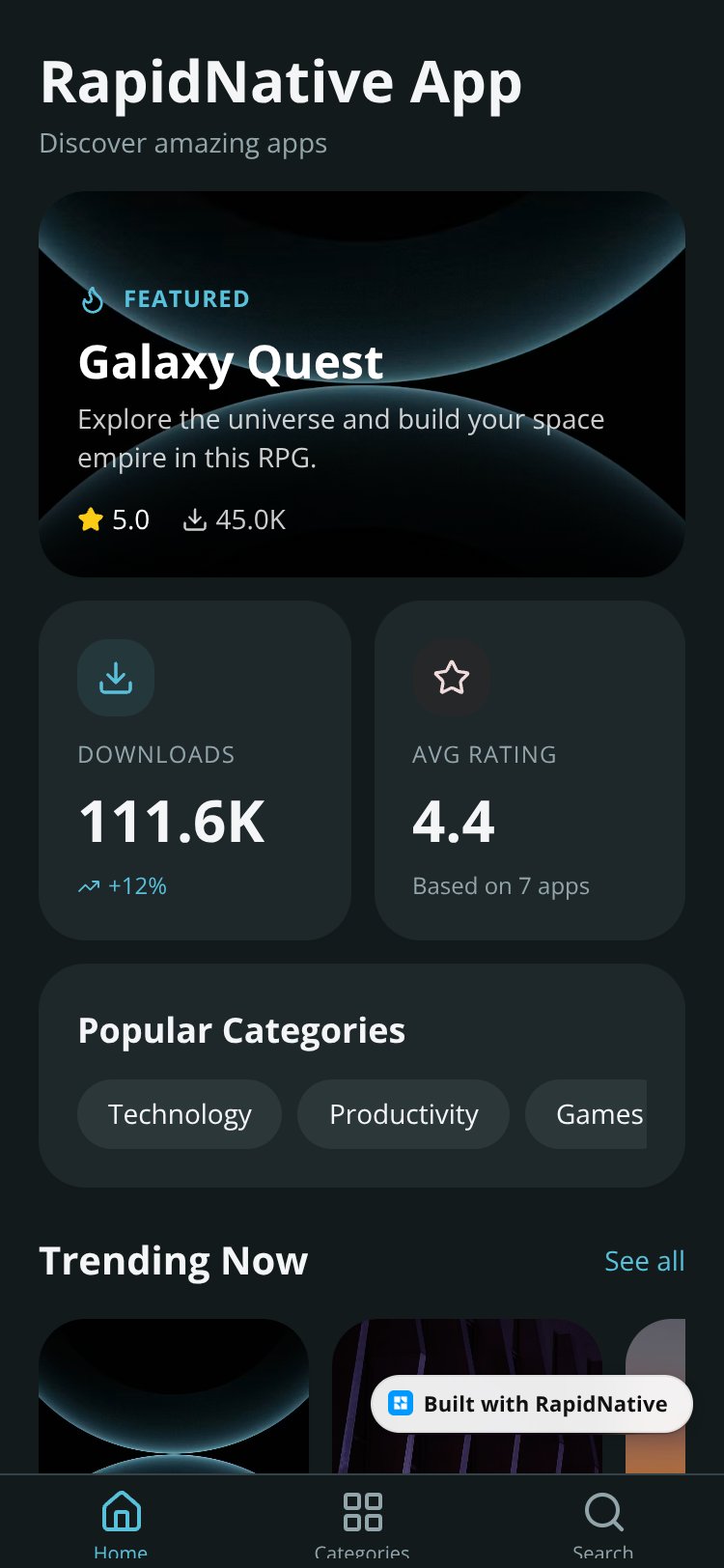 RapidNative App screen 2