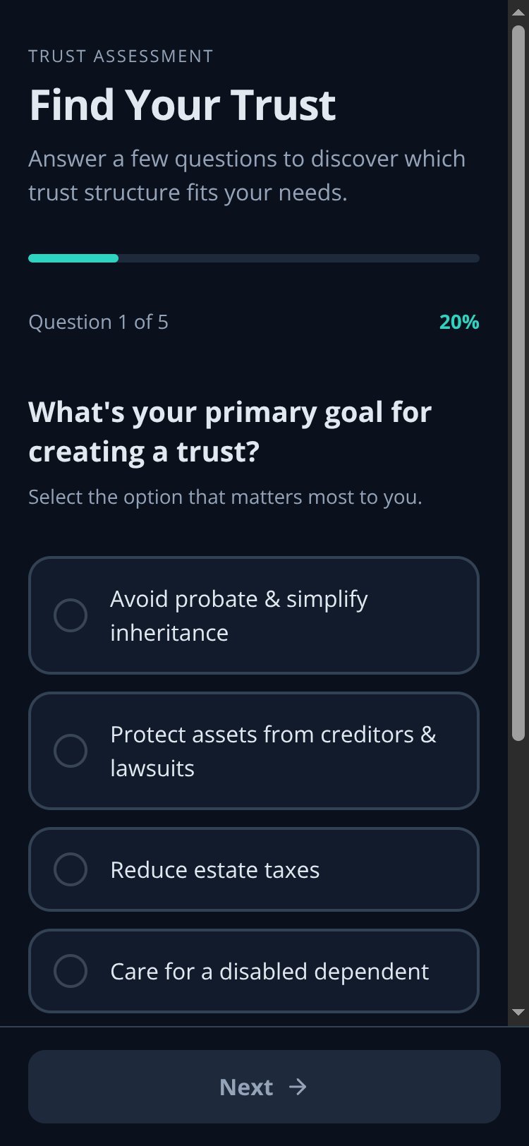 TrustFinder screen 1