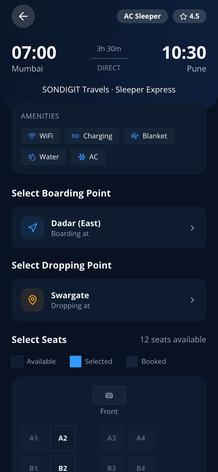 SONDIGIT Bus Booking screen 2