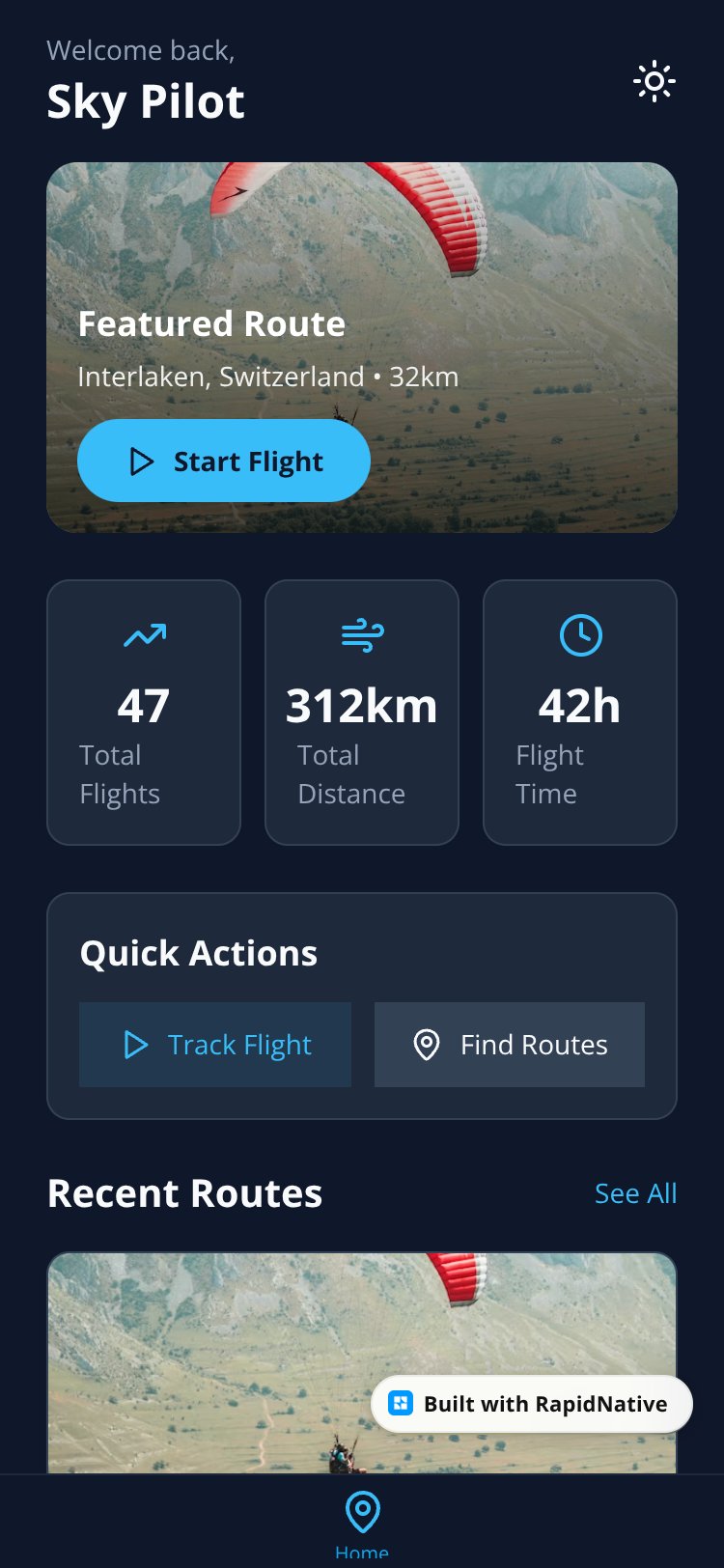 ParaTracker screen 1