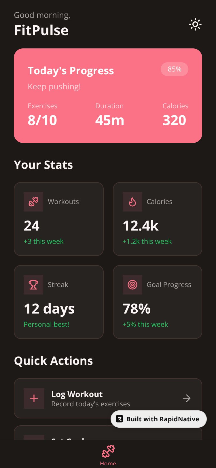 FitPulse screen 1