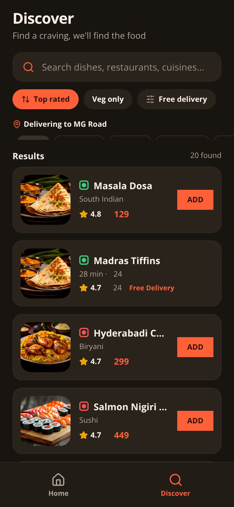 Foodbay screen 2