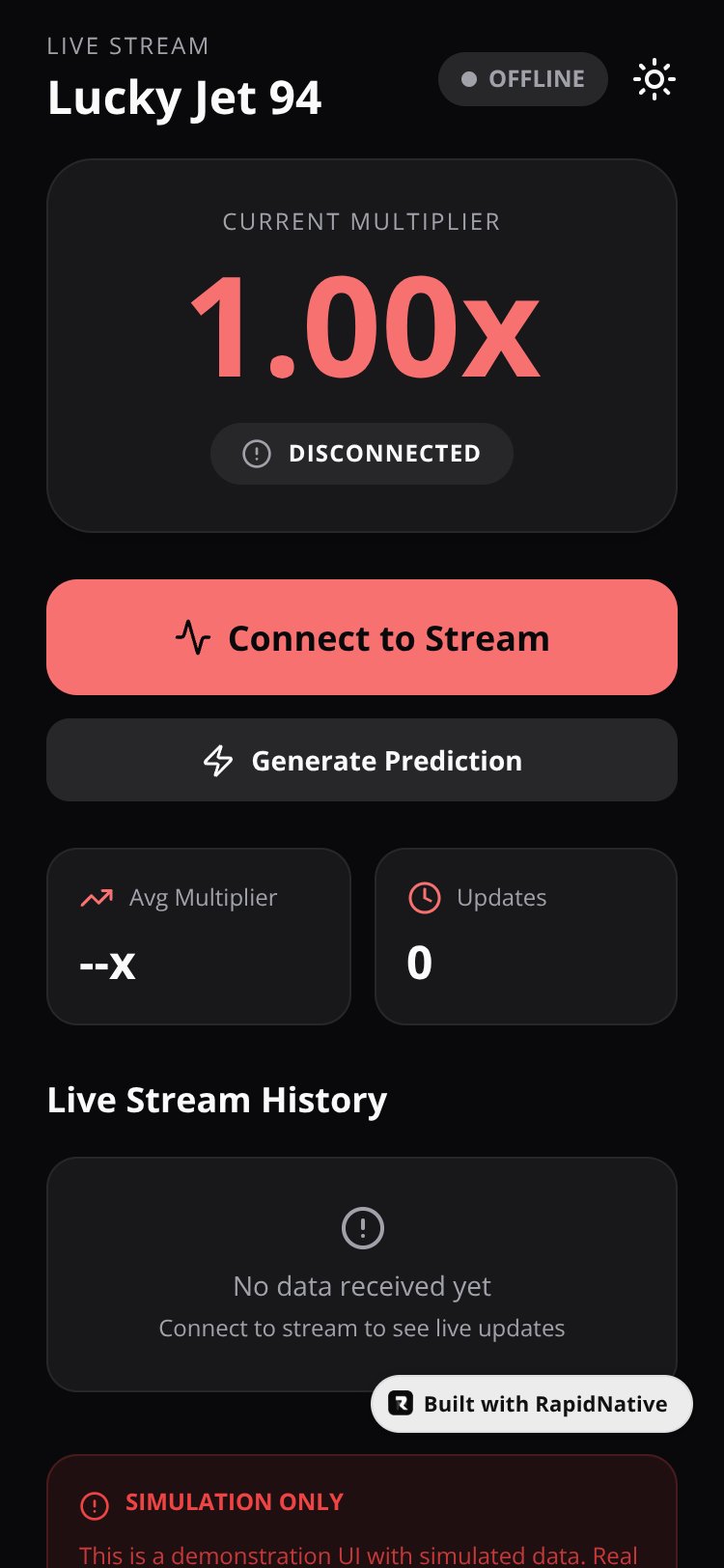 Lucky Jet 94 Predictor screen 1