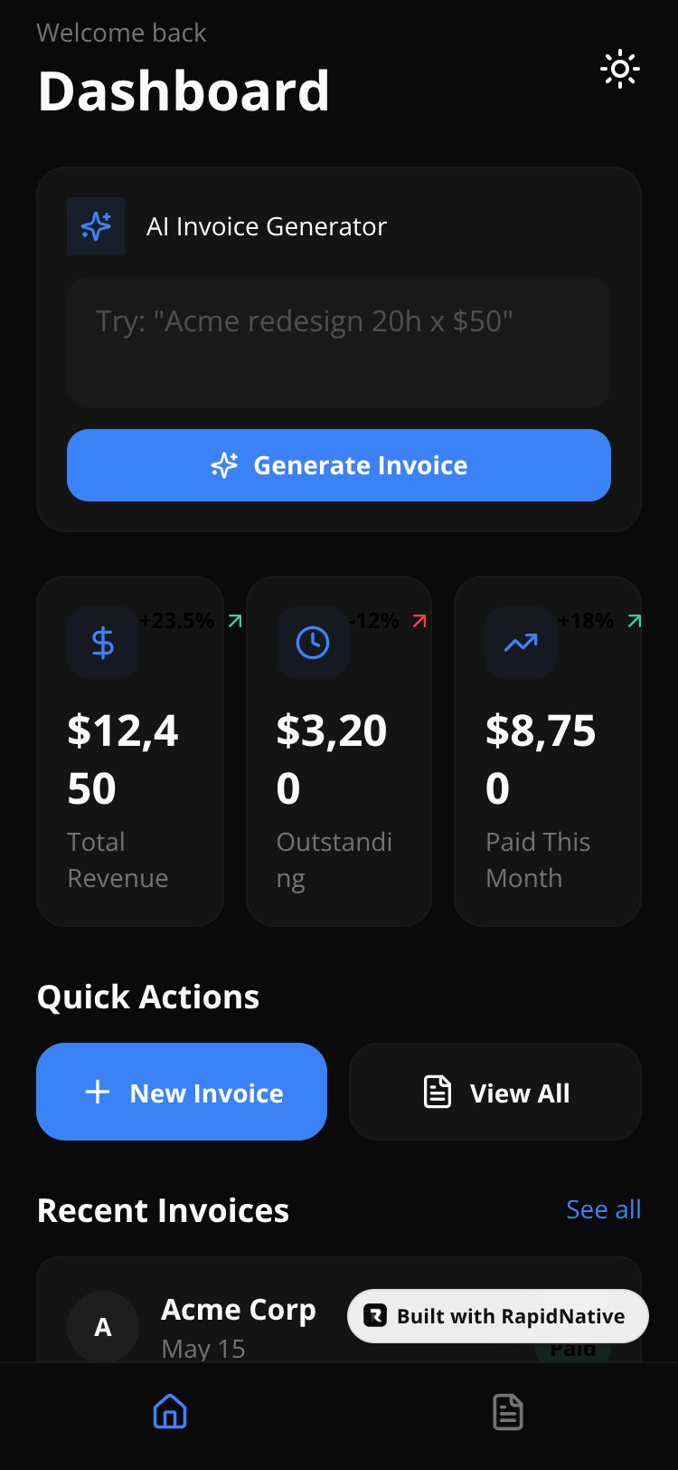 InvoiceFlow screen 2