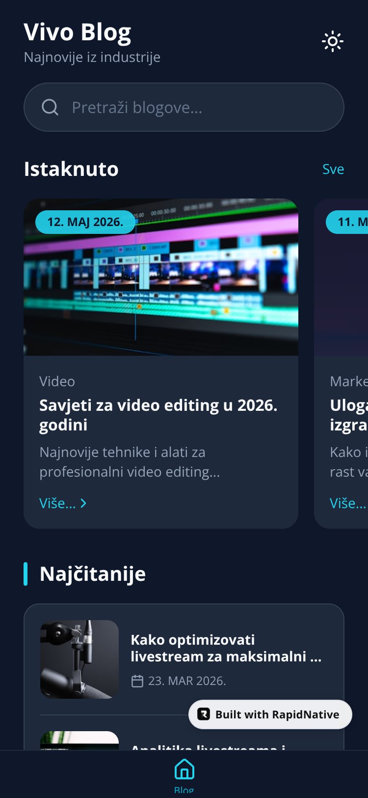 Vivo Blog screen 1