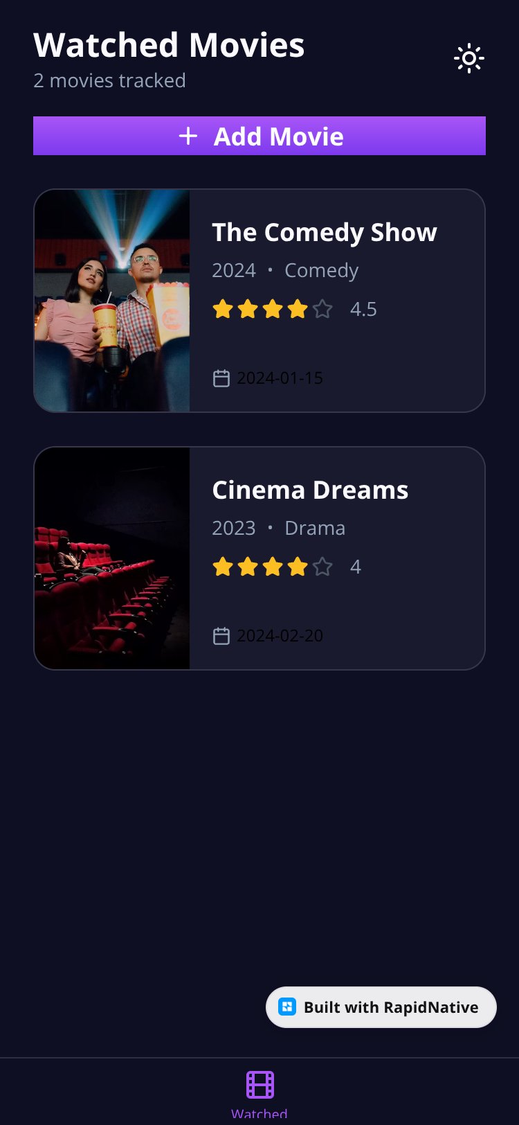 MovieTracker screen 1