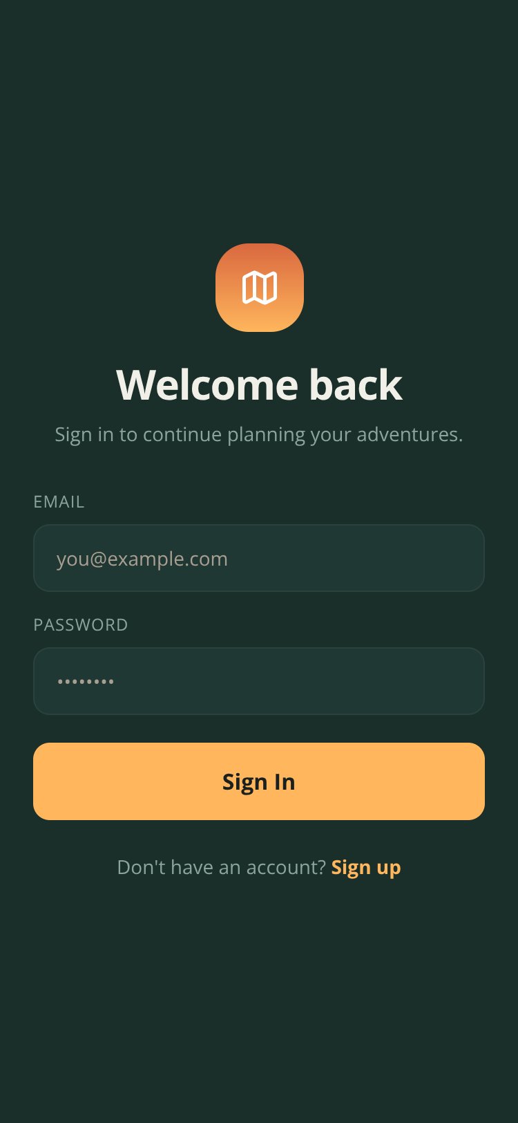 Smart Trip Planner screen 1