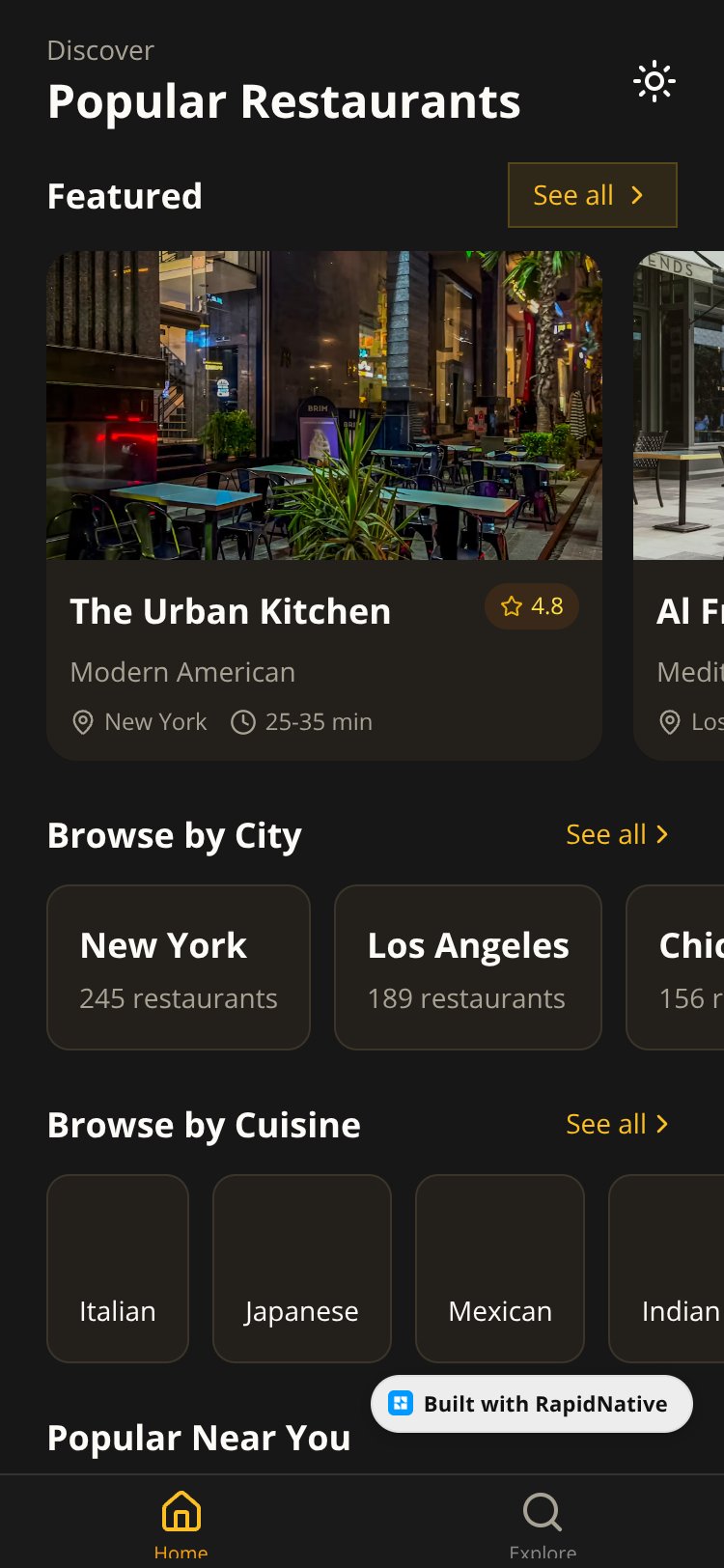 FoodFinder screen 1