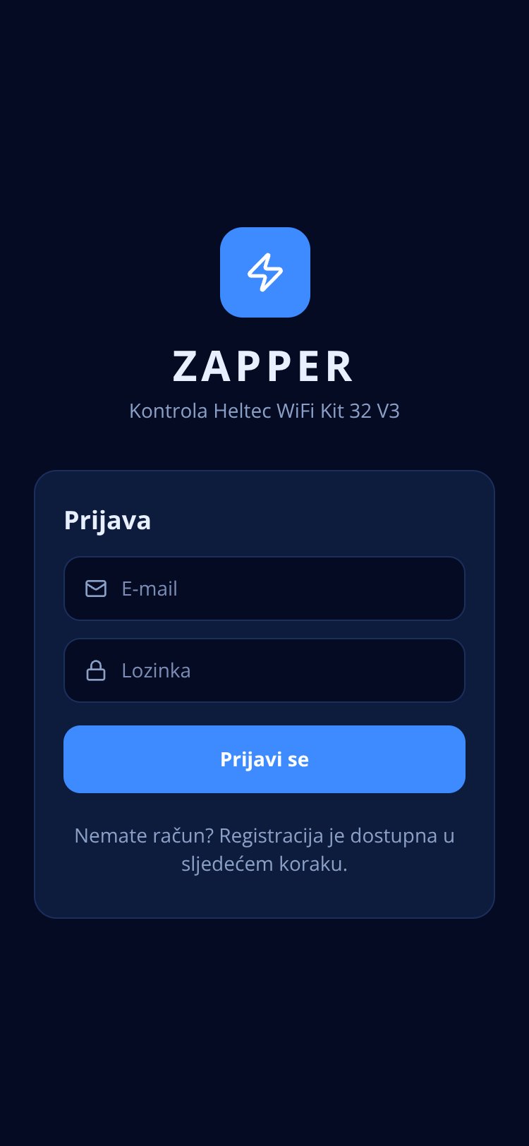 Zapper Control screen 1