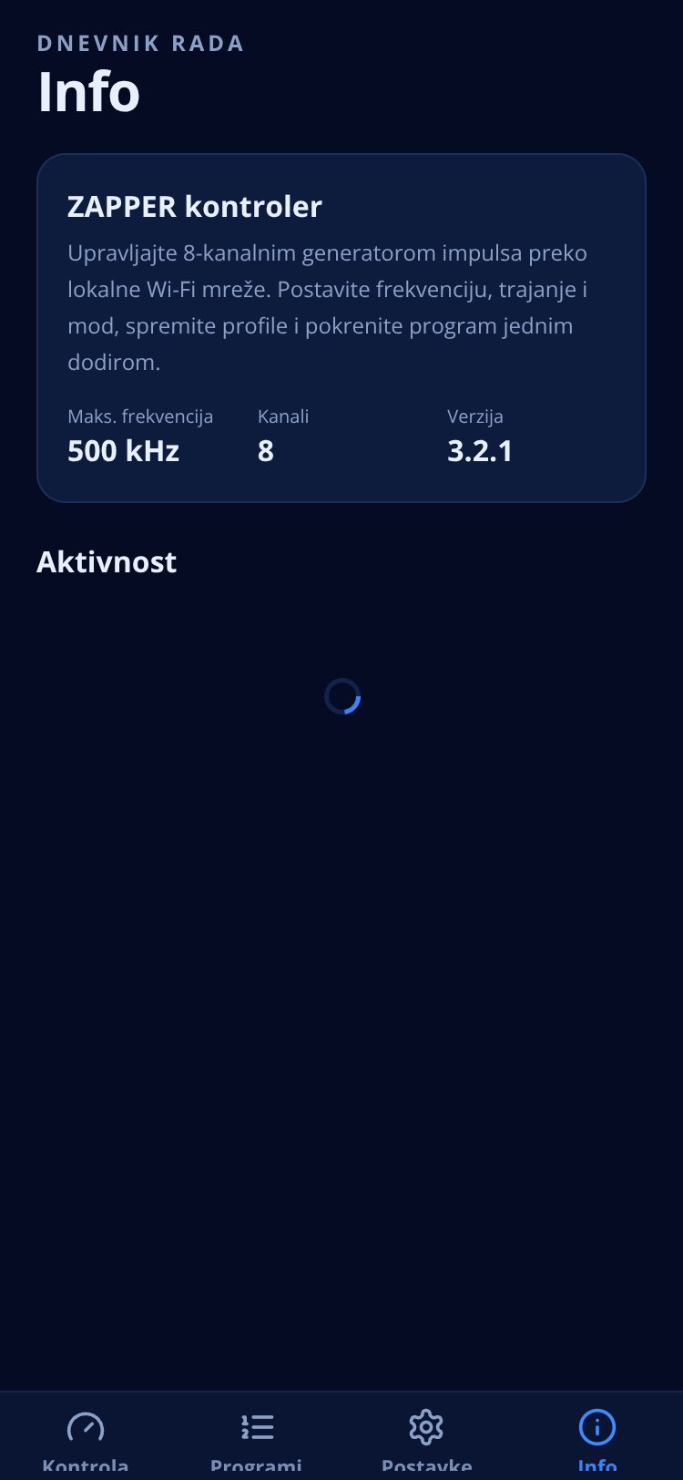 Zapper Control screen 3