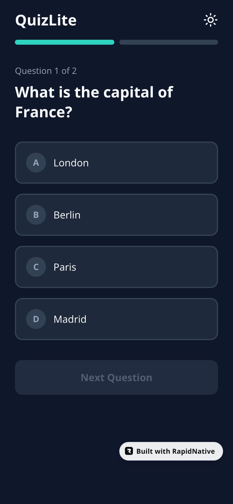 QuizLite screen 1