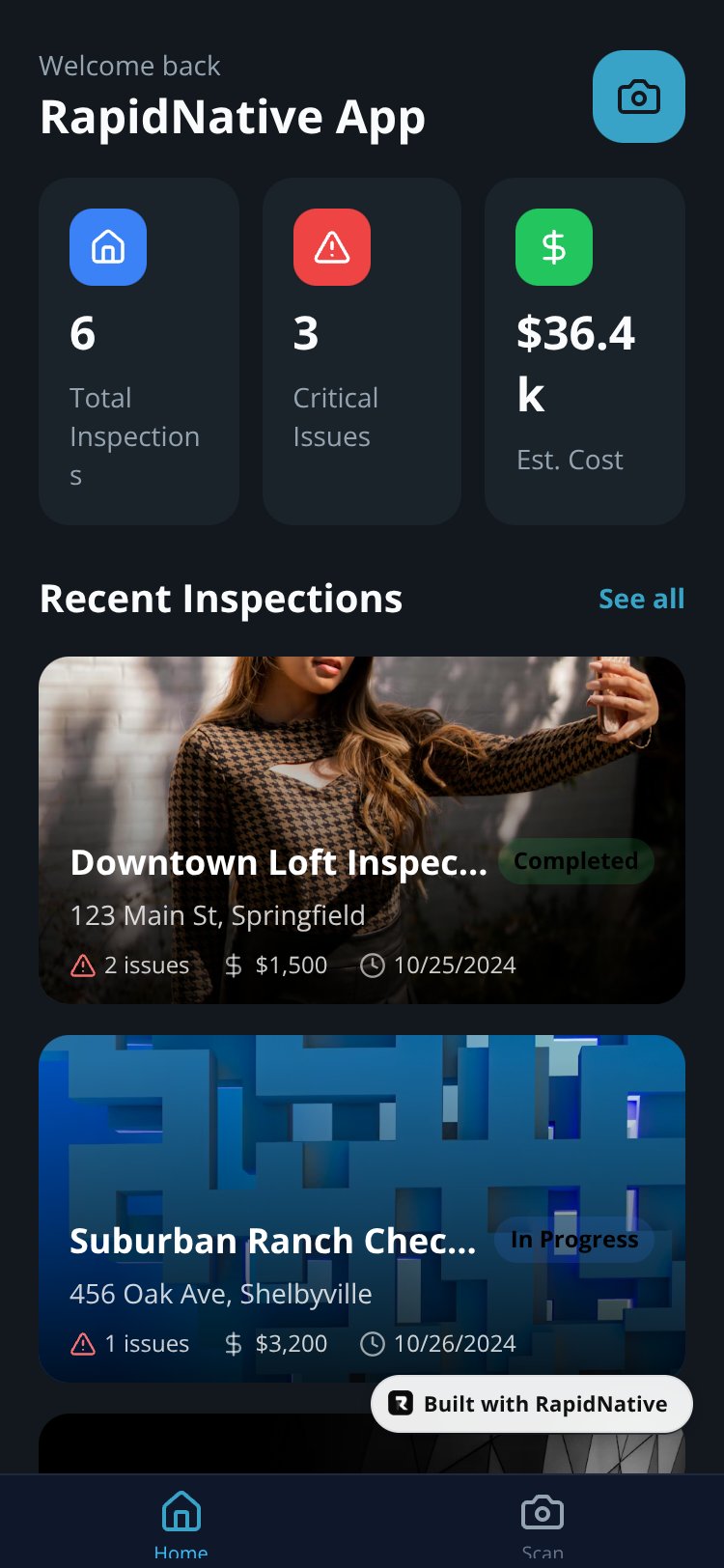 RapidNative App screen 2