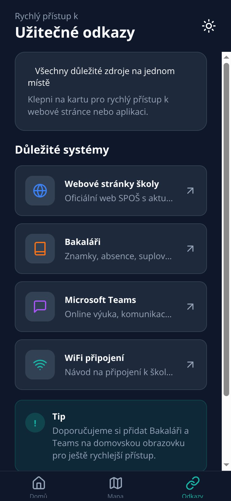 SPOŠ Buddy screen 3