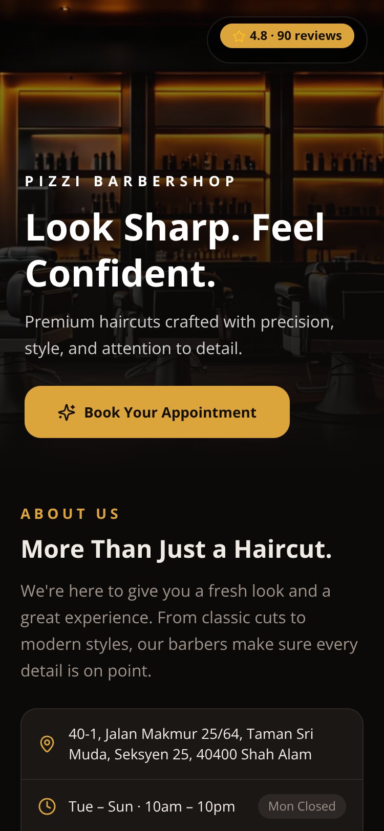 Pizzi Barbershop screen 1