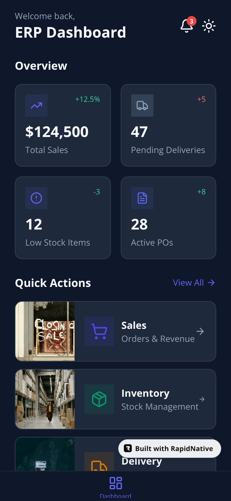 ERP Master screen 1