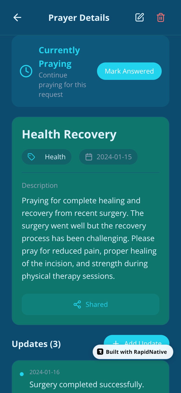 PrayerConnect screen 1