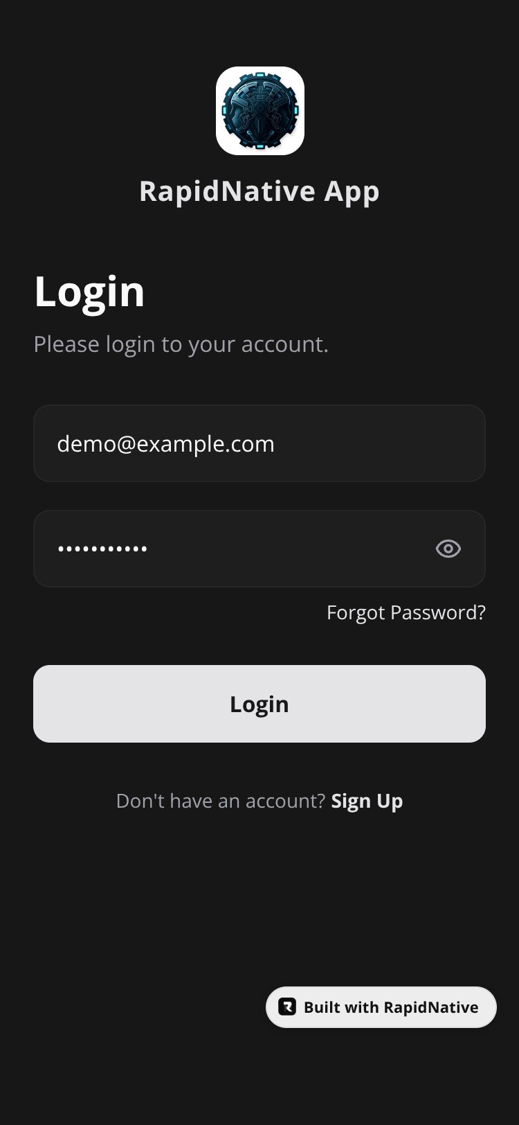 RapidNative App screen 1