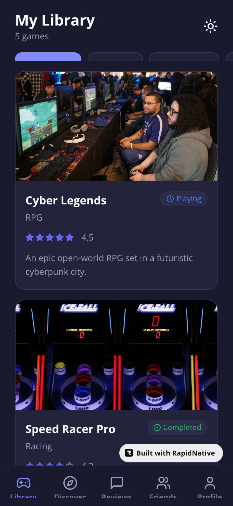 Game Library Manager screen 1