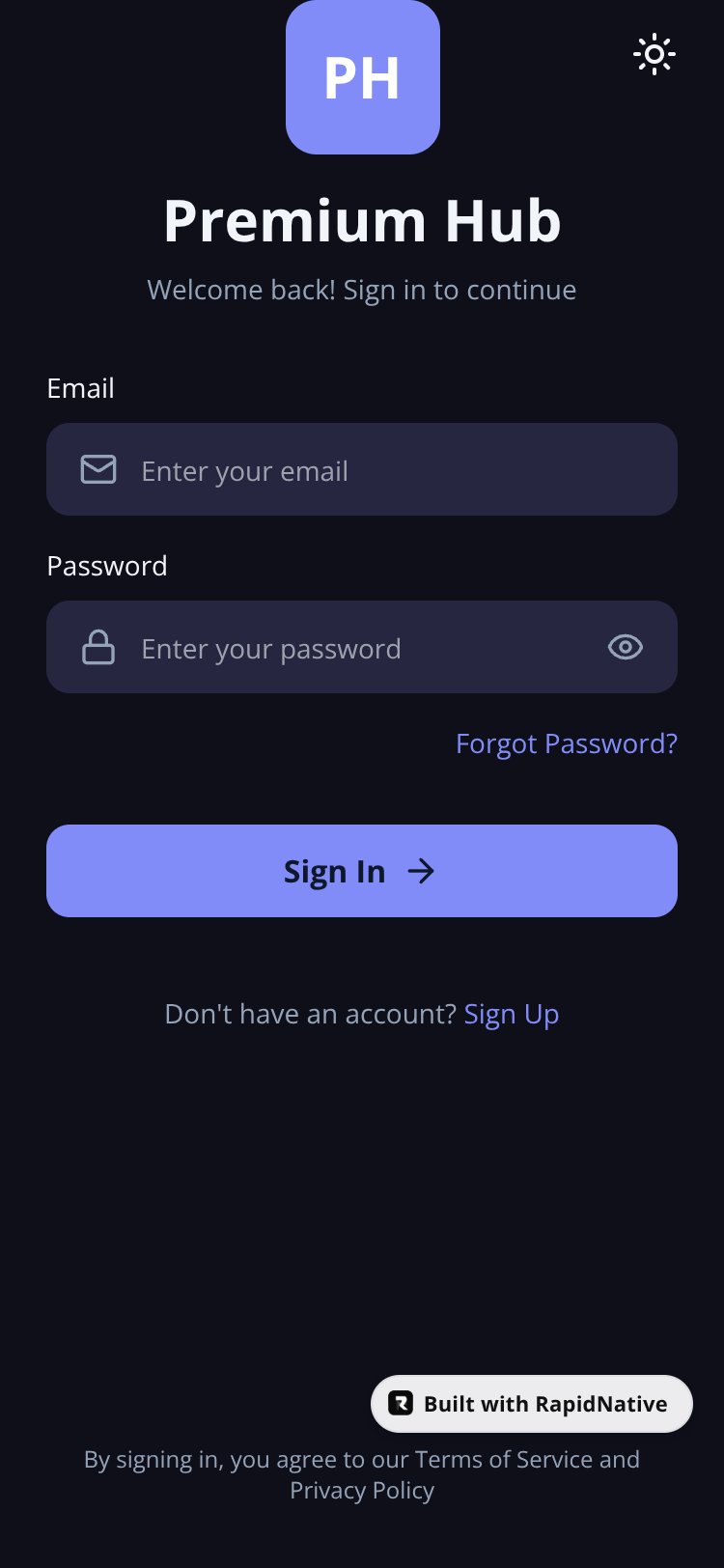 Premium Hub screen 1