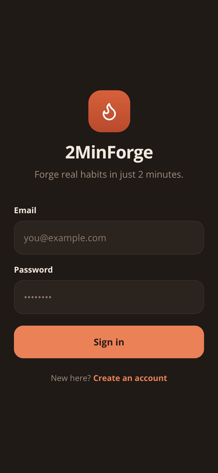 2MinForge screen 1