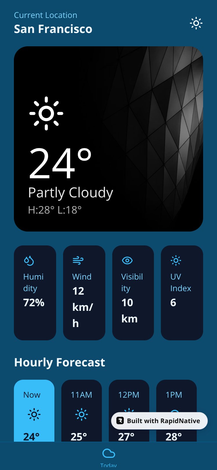 WeatherApp screen 1