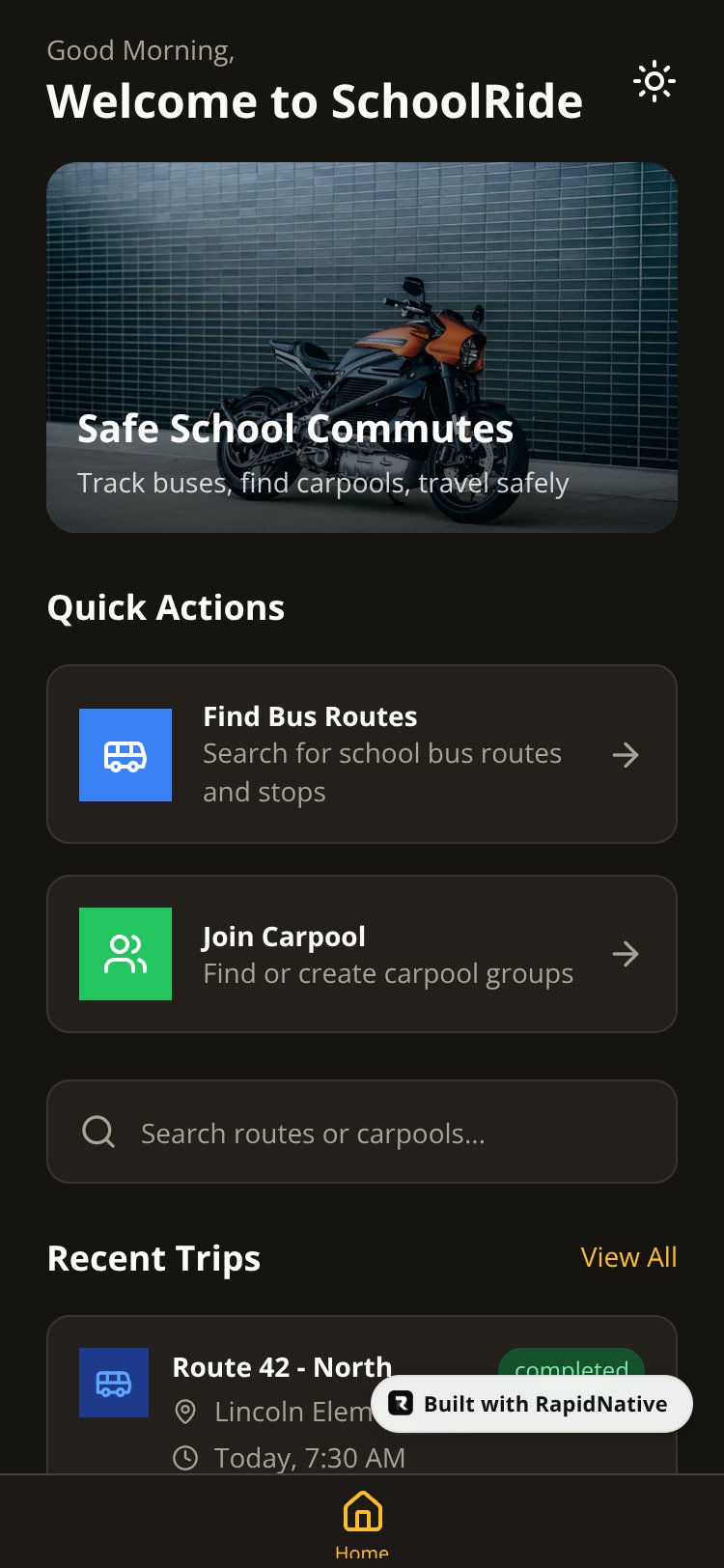 SchoolRide screen 1