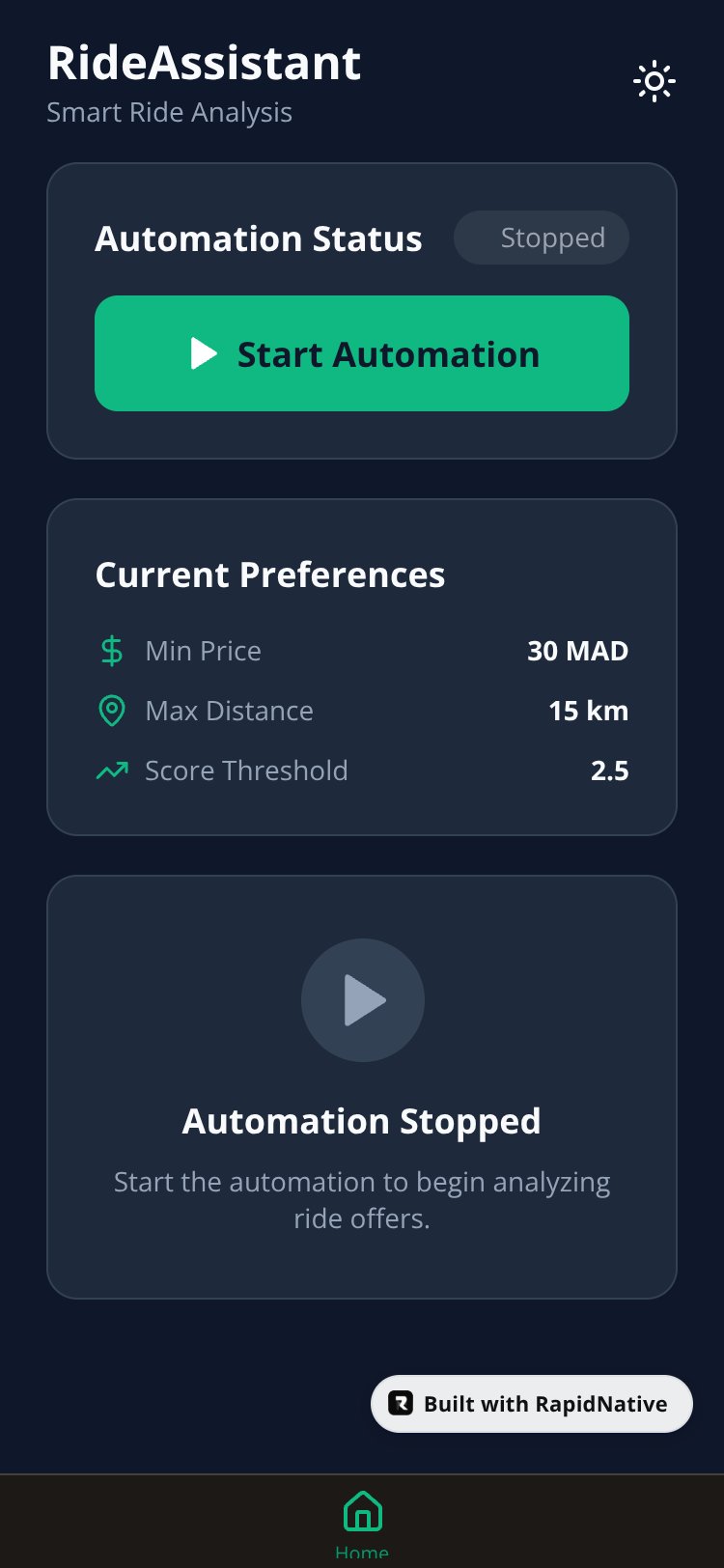 RideAssistant screen 1