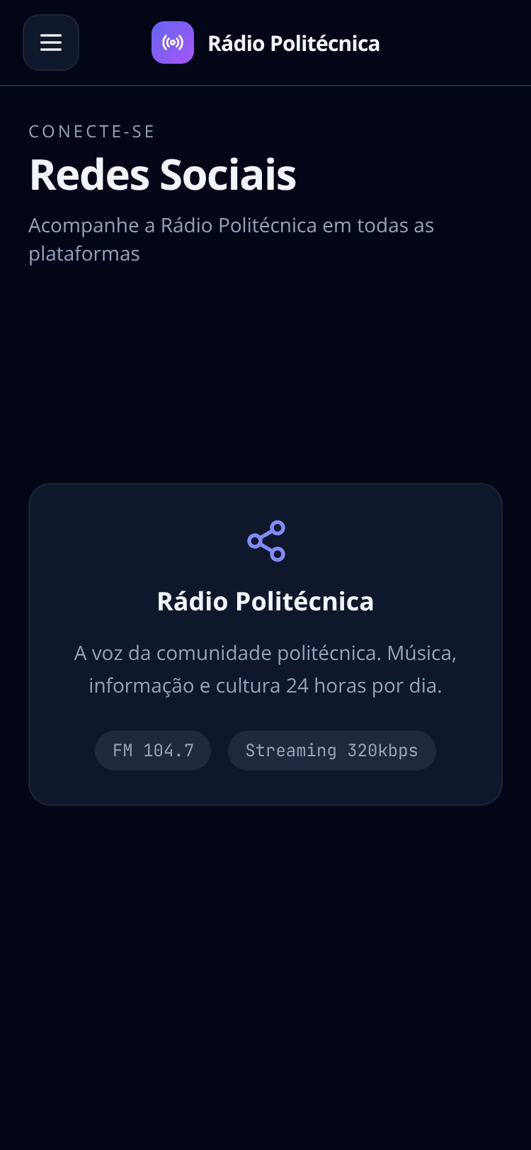 Rádio Politécnica screen 1