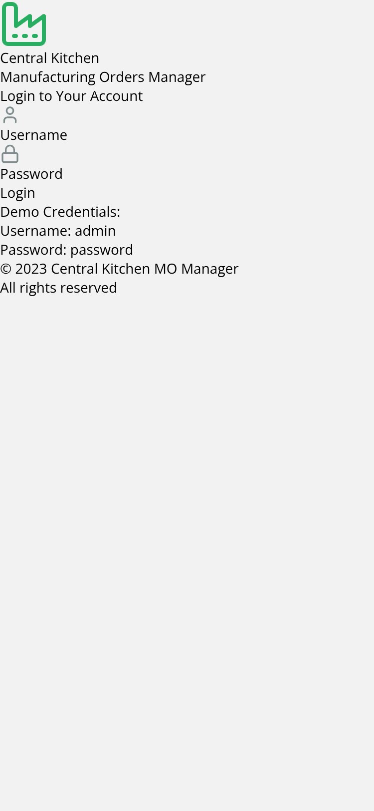 Central Kitchen MO Manager screen 4