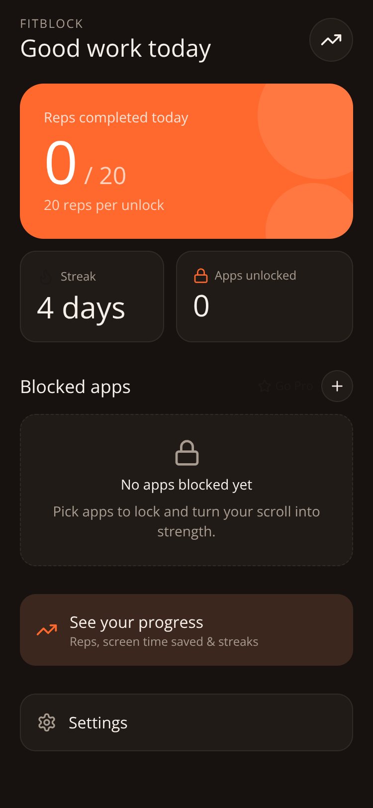 FitBlock screen 1