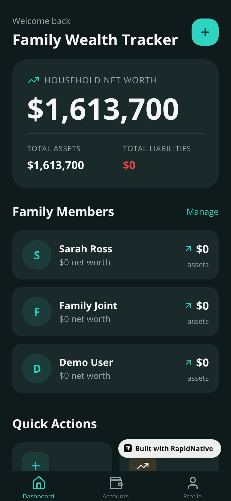 Family Wealth Tracker screen 1