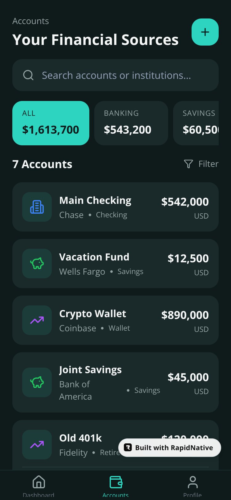 Family Wealth Tracker screen 2